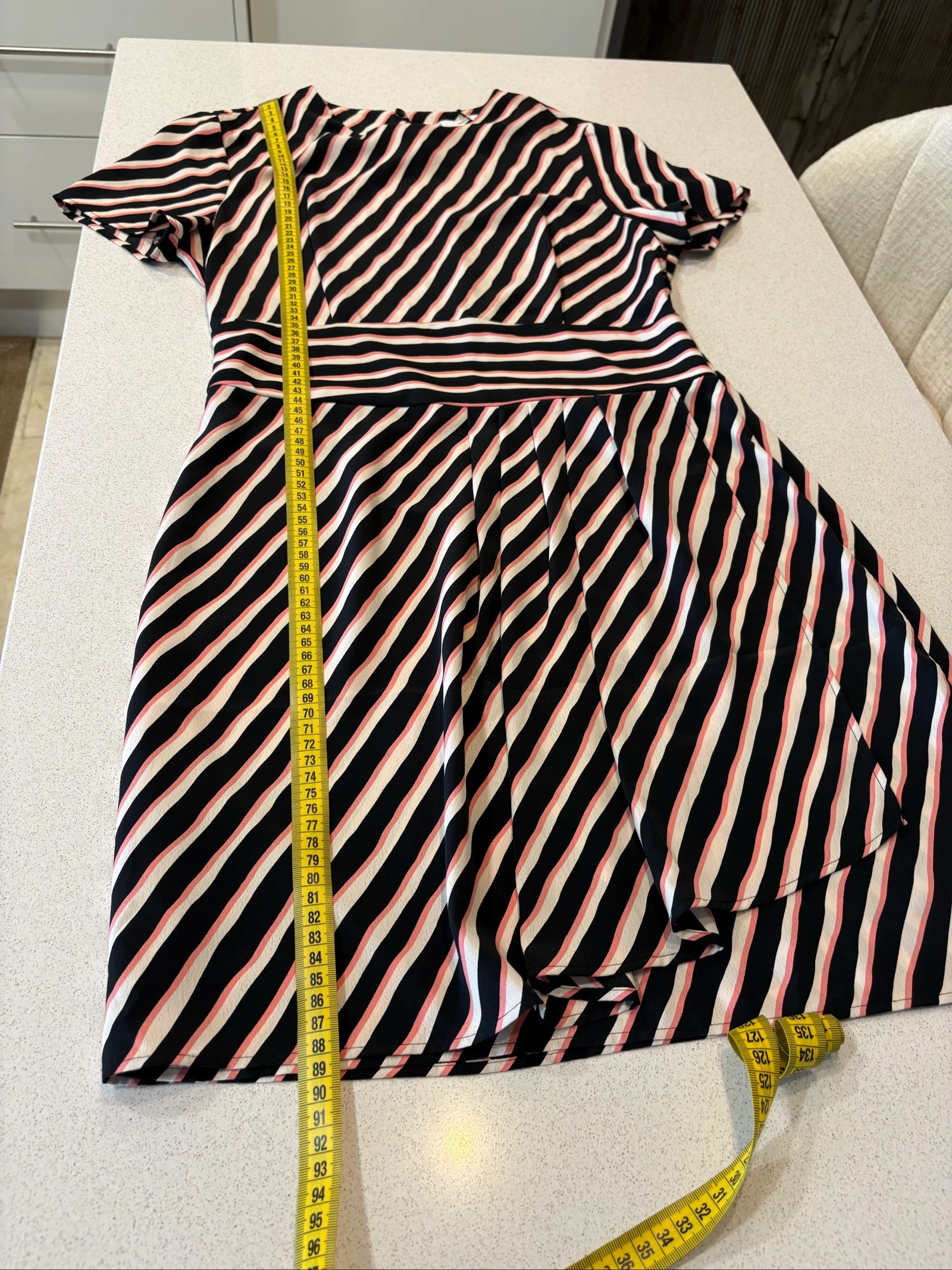 Robe Mango Suit rayée noire rose écrue – M – photo 11